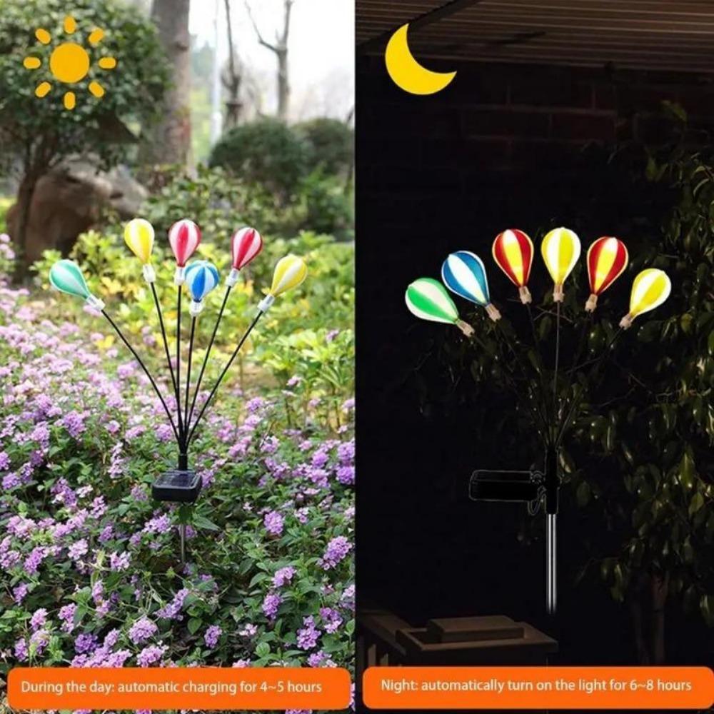 6LED Solarlicht Heißluftballon Rasenstecker Außenhof Garten Outdoor Camping Windschaukel Licht Festliche Atmosphäre dekorative Lichter