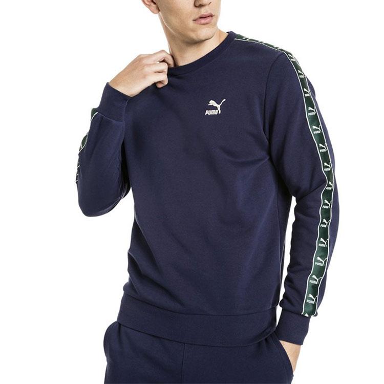Puma Ecomm Tape Crew Neck Sweatshirt Men Tops Blue 579713-02