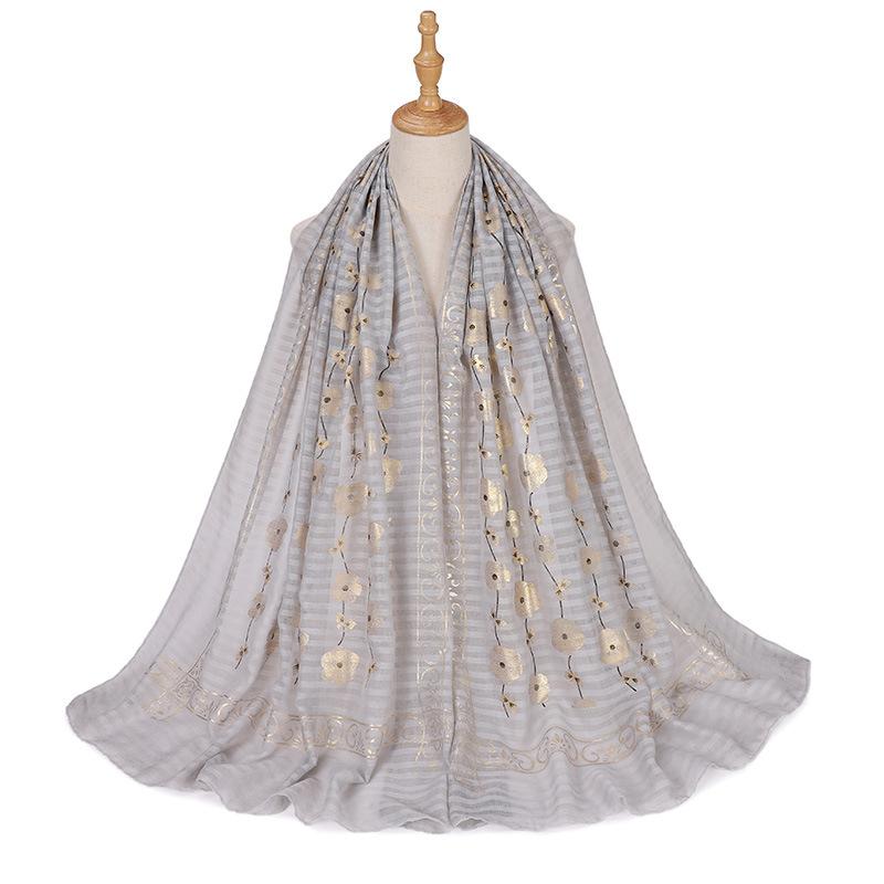 New Printed Gilding Cotton Hijab Scarf Women Luxury Stripe Glitter Scarves Poncho For Women Headband Bandana Shawl Turban Islam