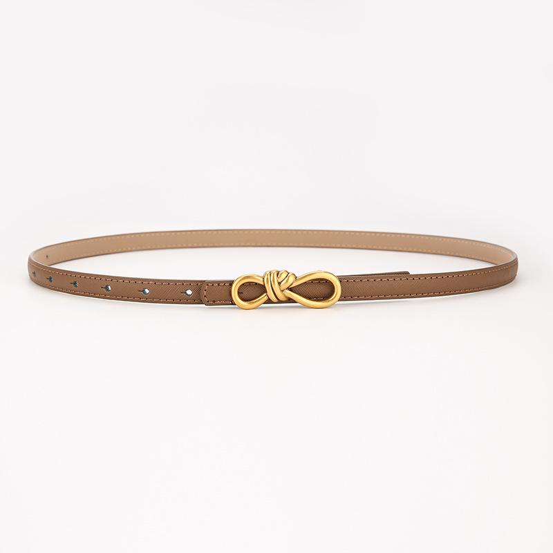2025 Women's Versatile Genuine Leather Bowknot Waist Cinch - Thin Decorative Belt for Skirts and Shirts