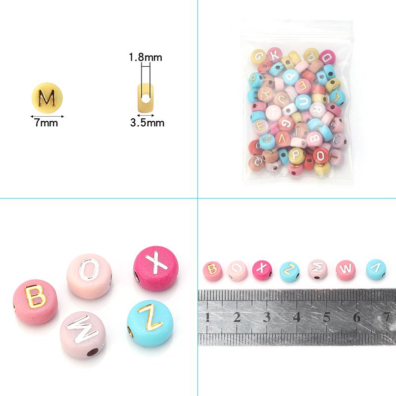 Acrylic Luminous Letter Beads, Multi-Style, 100 Pcs/bag for DIY Bracelets