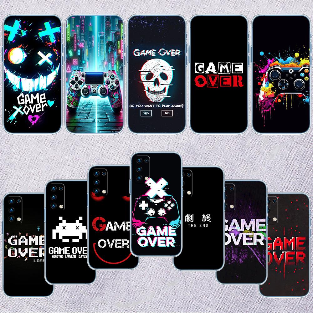 QE30 Game Over Transparent Phone Case for Samsung Galaxy A04 A04S A14 A23 A34 A54 M23 M33 M52 M53