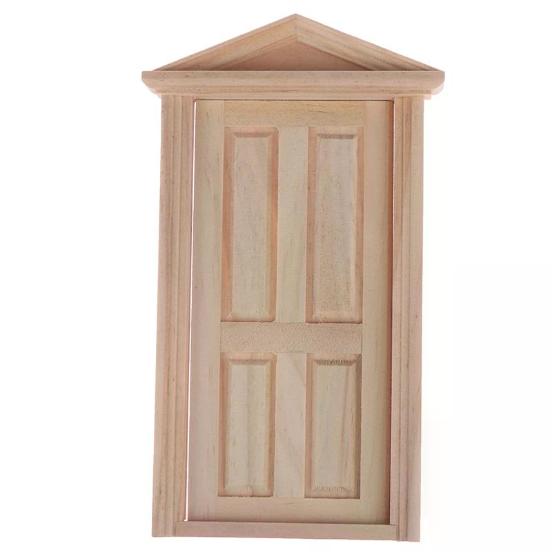 Miniature Simulation Diy Wooden Spire Door Furniture Accessories High Quality 1:12 Dollhouse