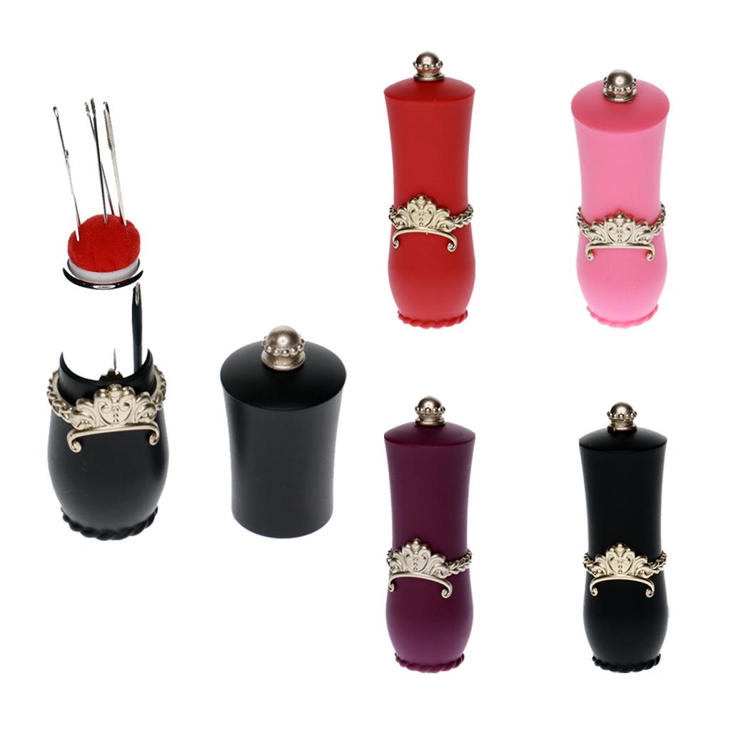 Novelty Lipstick Design Plastic Pin Cushion Holder with Sewing Decorative Stitch Accessory for Home Sewing Room