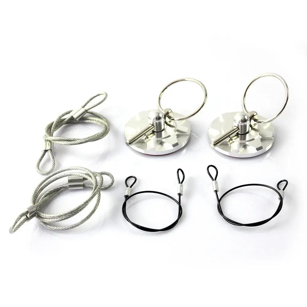 Universal Aluminum Hood Pins Lock with Quick Latch Rope Hood Lock Clip Kit for Racing Car Engine Bonnets without Drilling