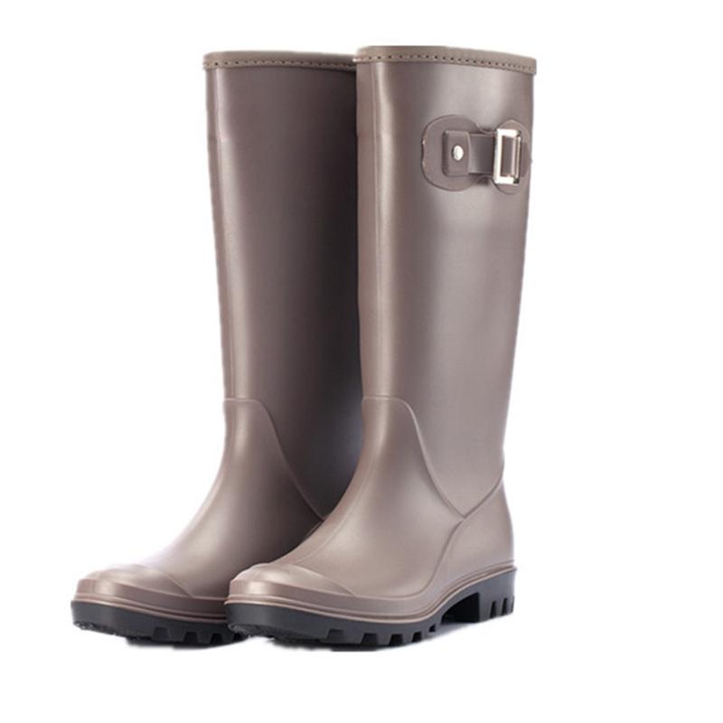 Waterproof Rain Boots Women Adult High Tube Buckle Long Tube Water Shoes Autumn