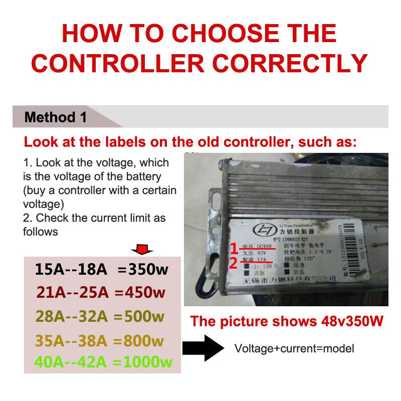 36V-48V 350W/500W Borstlös DC-motor Hastighetsregulator Ersättning för Elcykel E-cykel Scooter