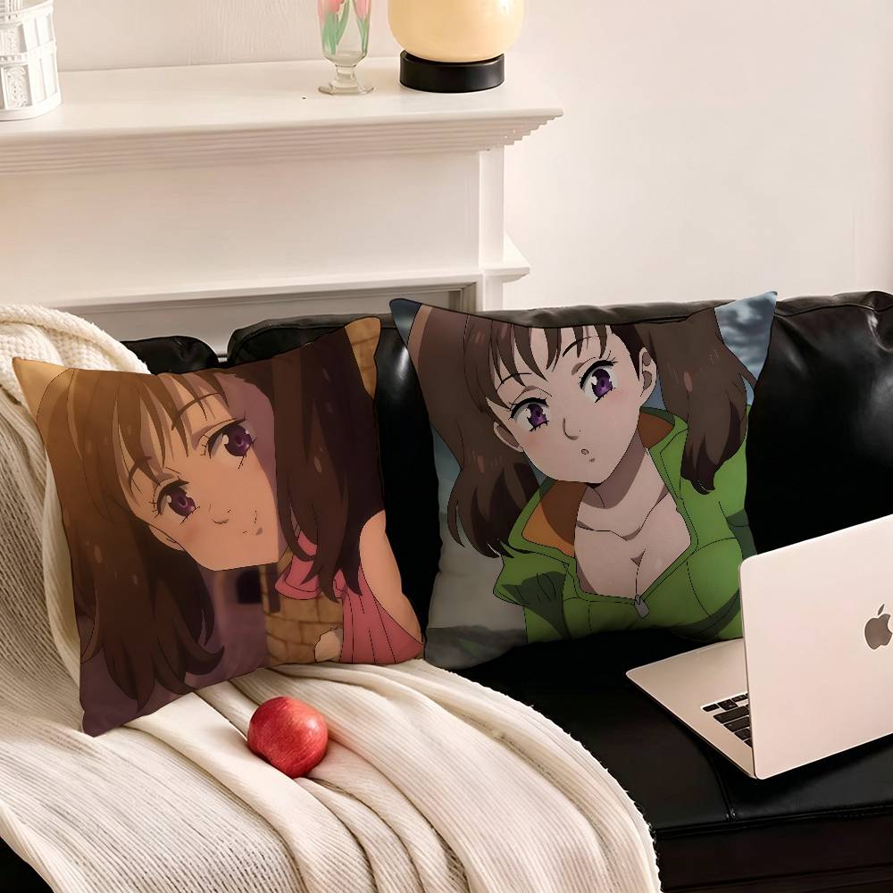 1pc Diane Anime Cartoon Characters Pillow Case Fashion Square Pillowcase Bedroom Sofa Room Ins Decoration Leisure
