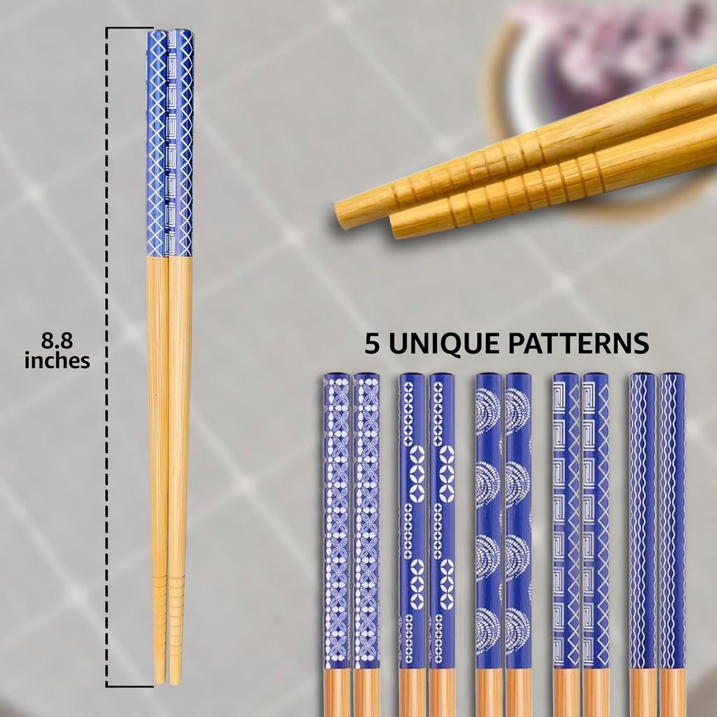 Premium Quality Bamboo Chopsticks Set, Eco-friendly & Reble Sushi Utensils, Lightweight Natural Bamboo for Asian Dining ,Ideal Gift for Food Lovers