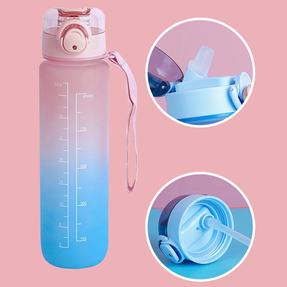 בקבוק מים 1 ליטר עם שיפוע קש בקבוק מי שתייה עמיד בפני דליפות