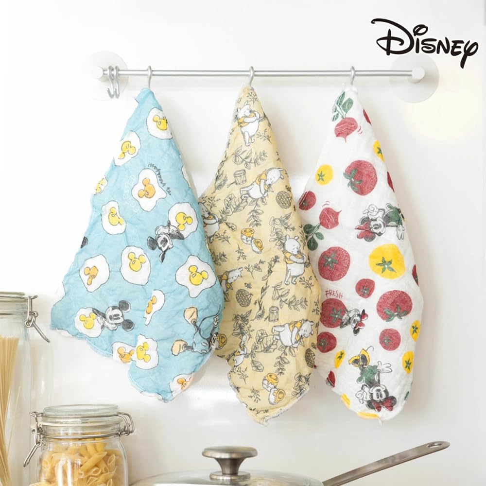 Disney Mosquito Net Fabric Made In for and Tablecloths Mouse Dishcloths, 3-Piece Set, Japan, Dishcloths, Dishcloths, (Mickey/Minnie Set)