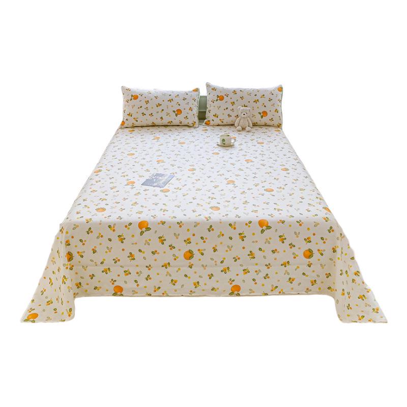 Pure Cotton Three-Piece Bed Sheet Set - Coarse Cloth, Fitted, Suitable for Dorms and Babies