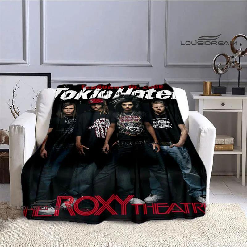 Coperta stampata retrò della band Tokio Hotel, coperta calda in flanella morbida e confortevole, biancheria da letto per casa, viaggio, regalo di compleanno