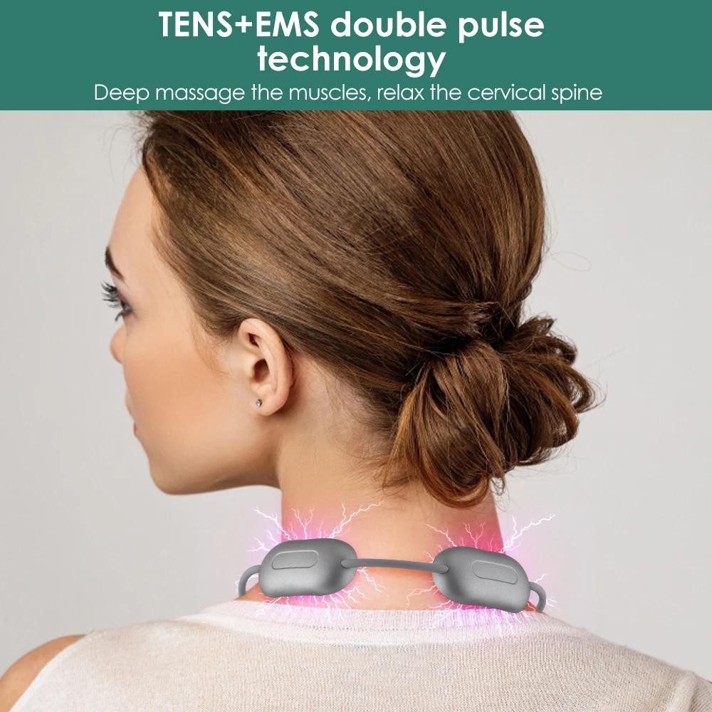 Hanging Neck Massager EMS Mini Electric Cervical Neck Massager Portable Deep Tissue Pulse Muscle Massage Relaxation Device