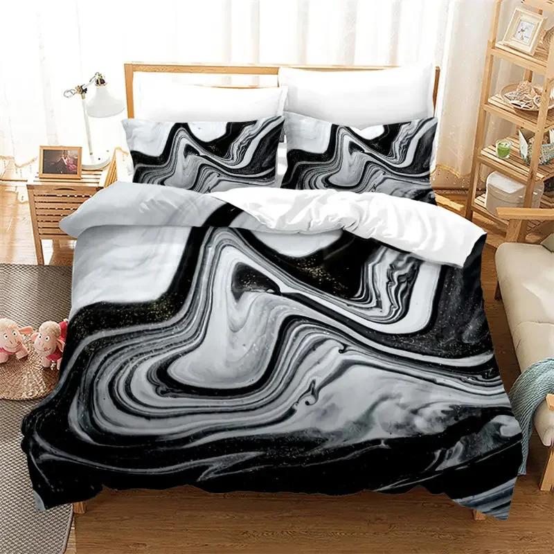 Marmor Påslakanset Geometriskt Sängklädesset Abstrakt Konst Quiltöverdrag King Twin Full Queen För Vuxna Barn Flickor Sovrumsinredning