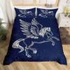 Cartoon Kawaii Unicorn Duvet Cover Set Girly Fantasy Star Moon Galaxy Bedding Set Twin King Microfiber Leaves Comforter Cover