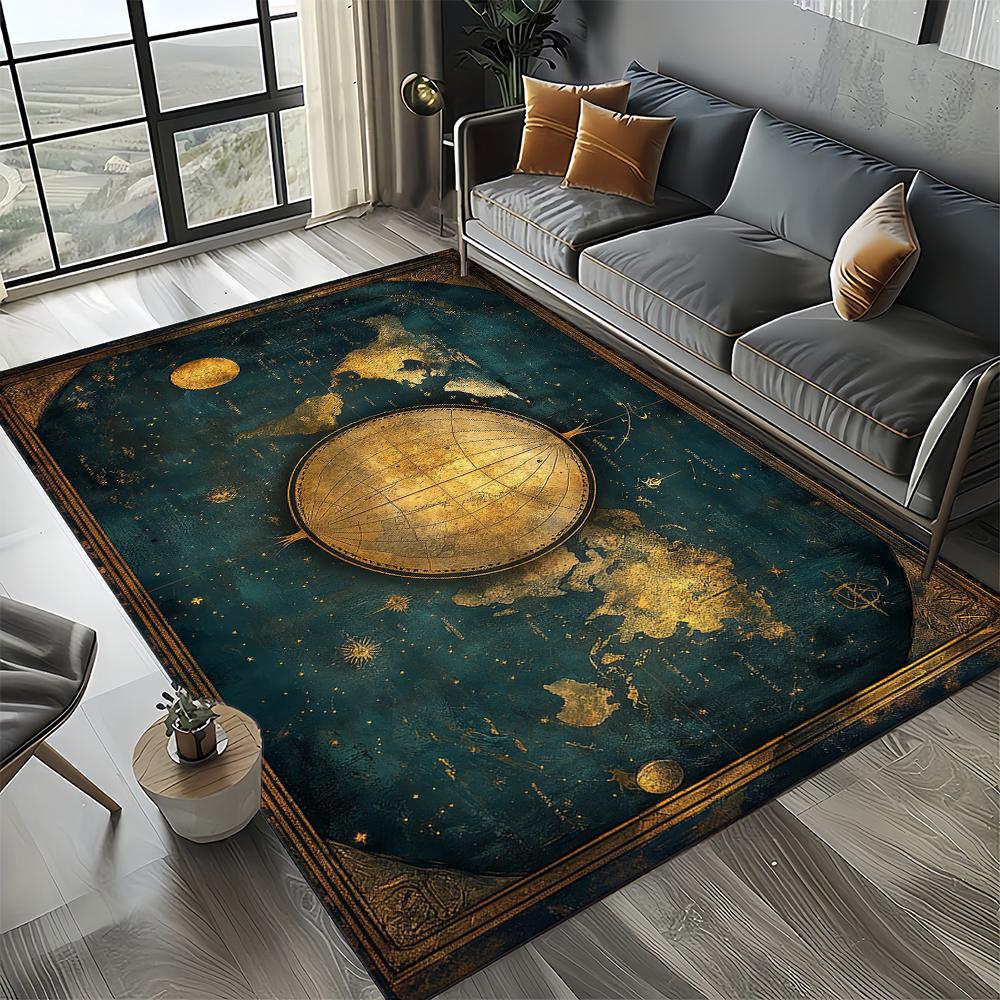 27 Style Retro Marine Nautical Chart Compass Map Carpet Rug for Home Living Room Bedroom Sofa Doormat Decor,Non-slip Floor Mat