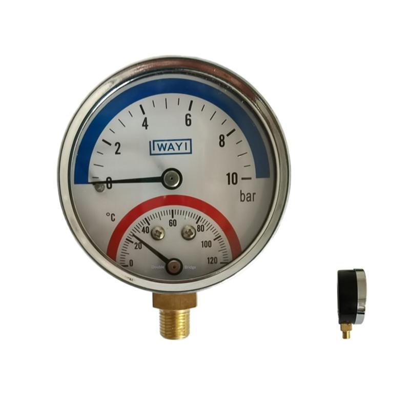 1PCS 2-In-1 Pressure Gauge And 10 Bar Temperature And Pressure Gauge Temperature 0-120°C Temperature And Pressure Meter