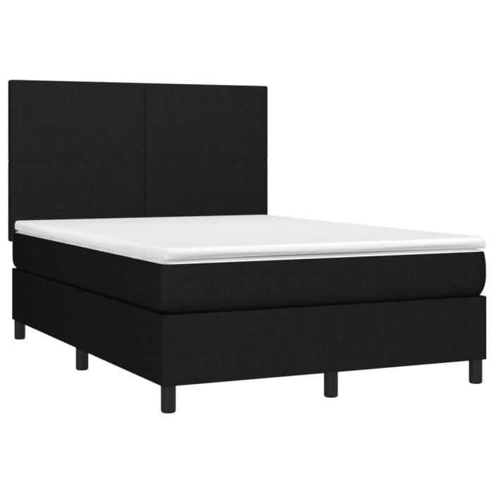 VidaXL Lit à sommier tapissier avec matelas Noir 140x200 cm Tissu - Modèle 3141619