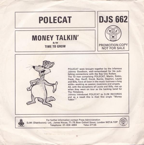 

7inch Record POLECAT - Money Talkin DJS662PROMO DJM Records 1976 UK Rock Used
