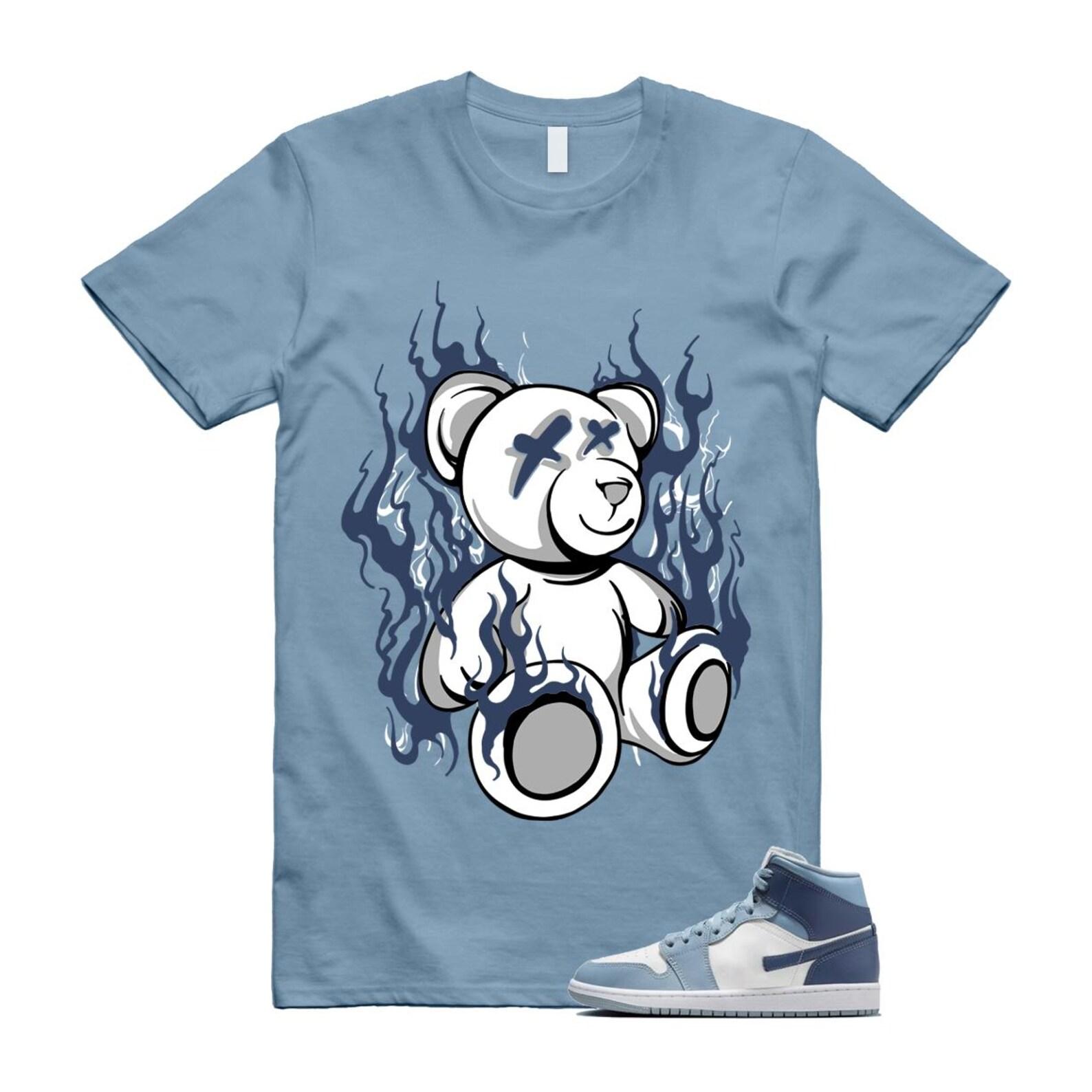 1 Diffused Blue Grey White Mid T Shirt Match LIT M