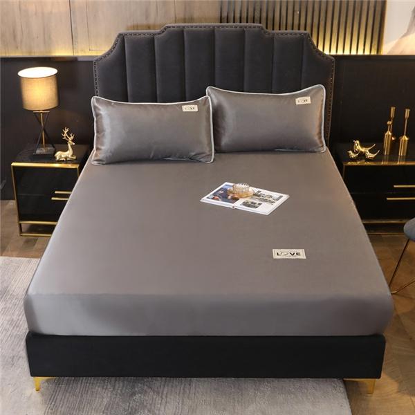 3 pezzi Set biancheria da letto in seta Set di biancheria da letto di lusso per bambini Twin Completo Queen King Size Lenzuola Set Lenzuola in raso Federe Biancheria da letto Lenzuola piatte con angoli