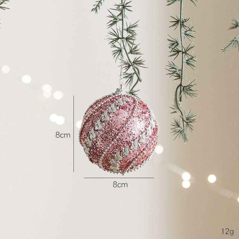 Lihui 8CM Růžová pěnová vánoční koule Ozdoba na zdobení stromku