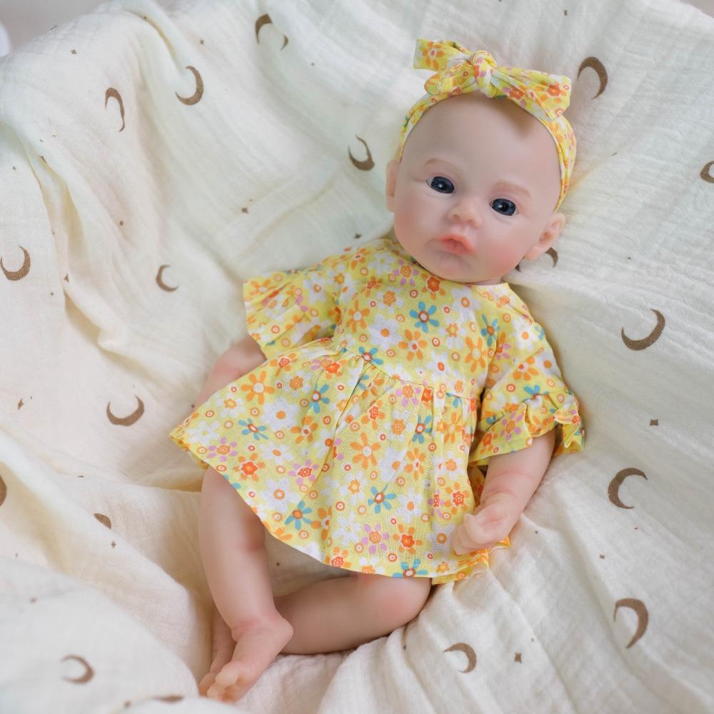 Lebensechte 30cm Simulationspuppen Wiese Weiche Haptik Massivsilikon Badefähig Wiedergeburtspuppe Niedliche Echt aussehende Reborn-Puppe für Kinder Urlaubs-Überraschungsgeschenk girl doll