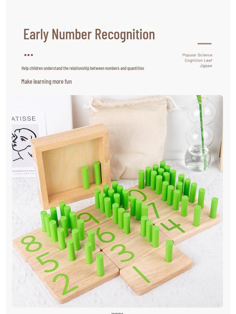 Montessori Math Sticks: Number Matching Wooden Toys for Early Education (Ages 3-6)