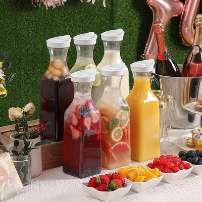 50 Oz Large Plastic Water Bottle with Flip Cap, Square Base Juice Container, Clear Plastic Water Bottle, Beverage Milk Bottle