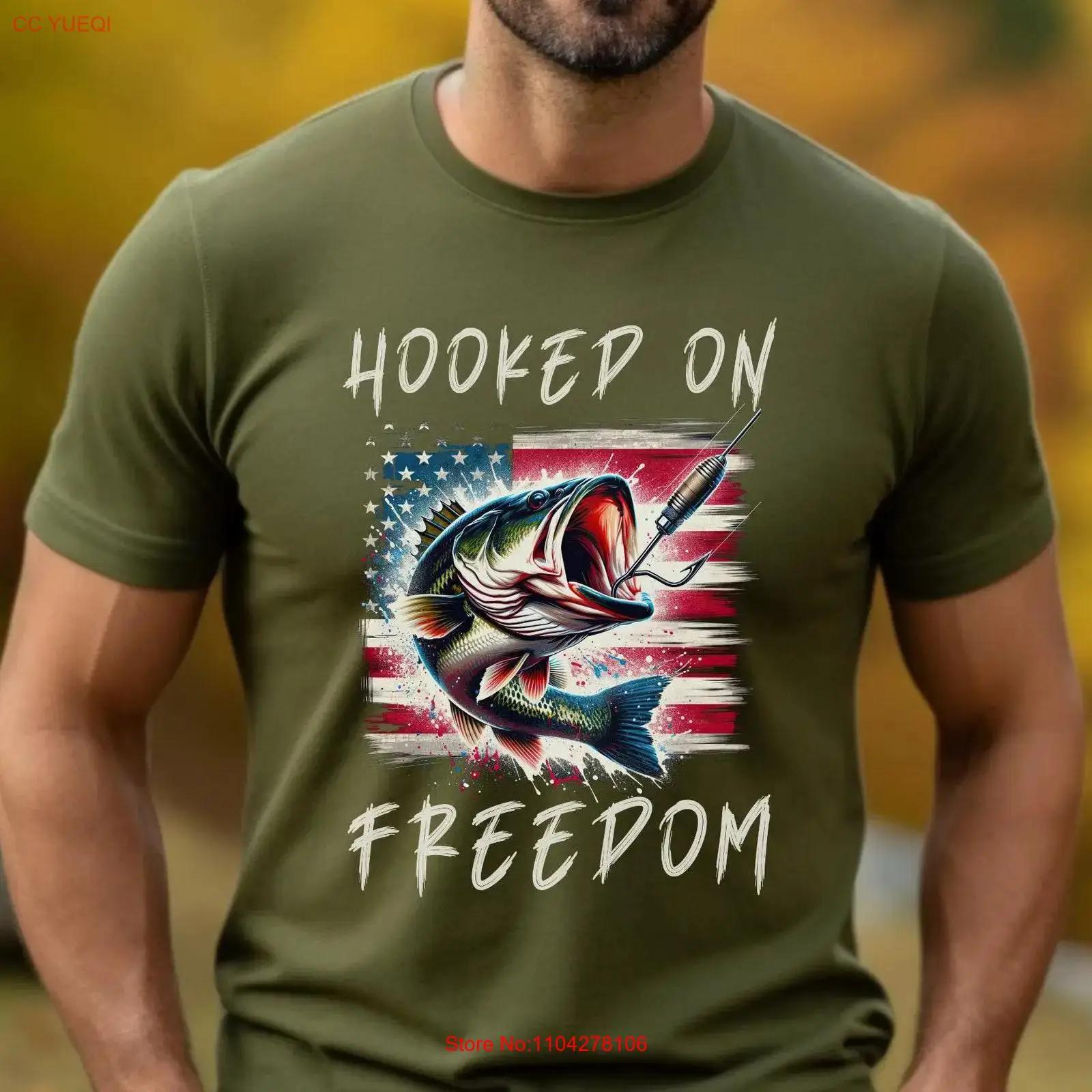 

Hooked On Freedom T Shirt Patriotic for Men Fisherman Aesthetic Husband American Bass vintage Washed Unisex graphic Slightly 5XL різнокольоровий