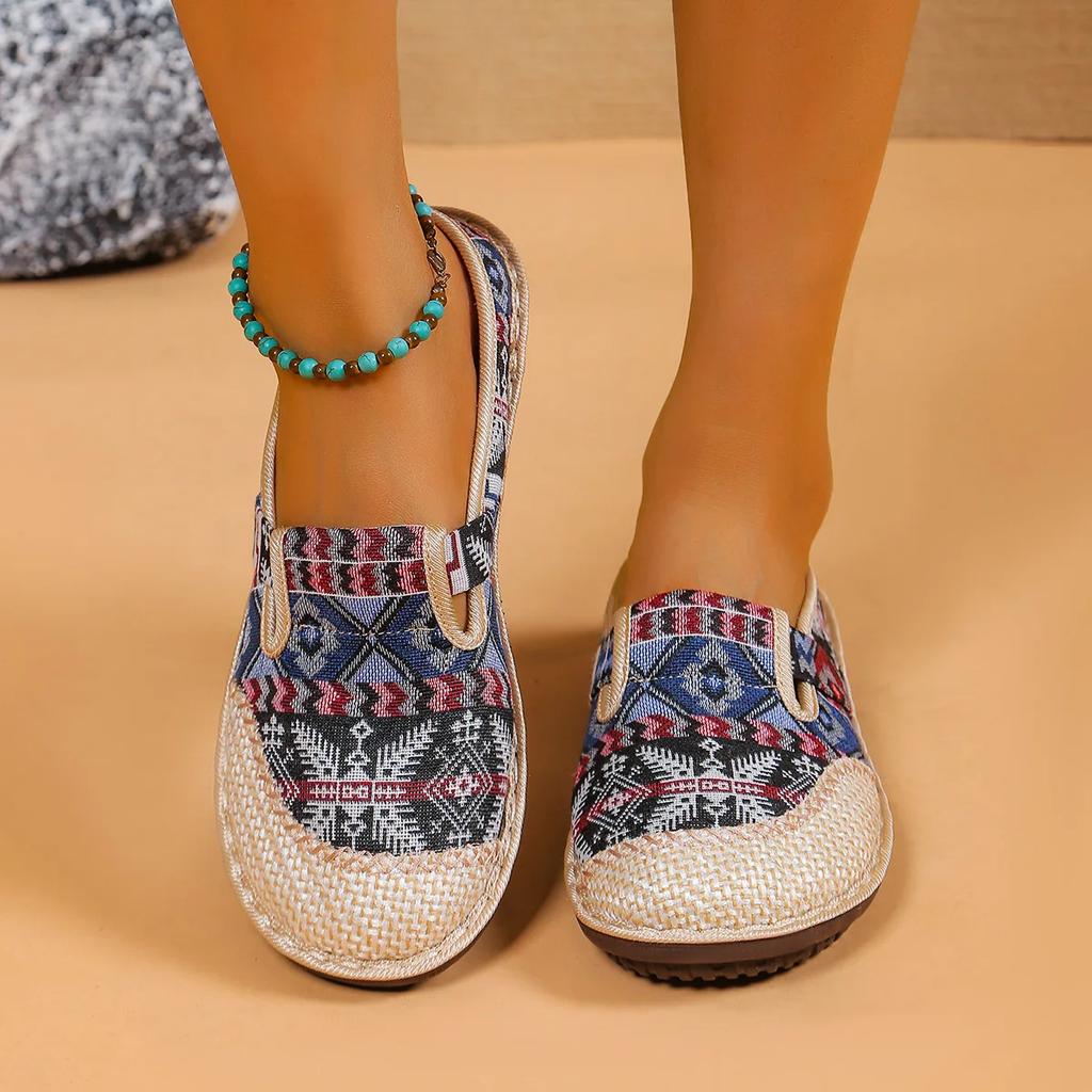 Women's Colorful Geometric Print Shoes, Soft Sole Lightweight Slip On Casual Shoes, Half Drag Daily Comfy Mules