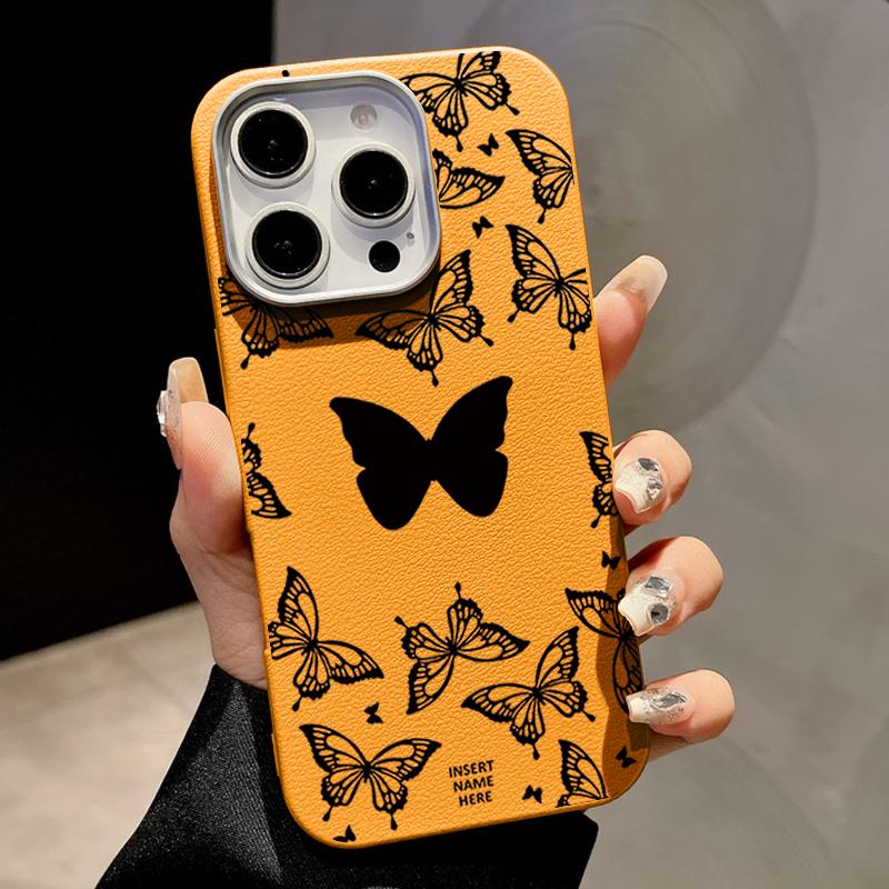 Leather Texture Silicone Case For iPhone 16 16e 15 Pro Max 14 13 12 11 ShockProof Butterfly Magnetic Soft Case Cover