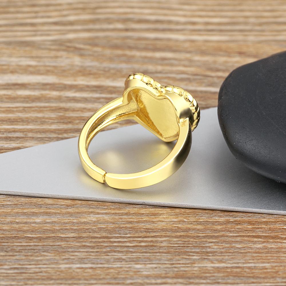 Nidin Daily Versatile Delicate Sweet Romantic Heart-shaped Natural Stone Adjustable Open Ring 5 Colors Fashion Party Jewelry
