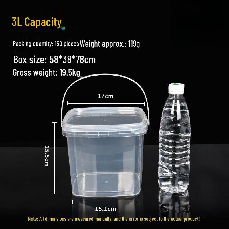 Food-Grade Square Plastic Bucket with Lid