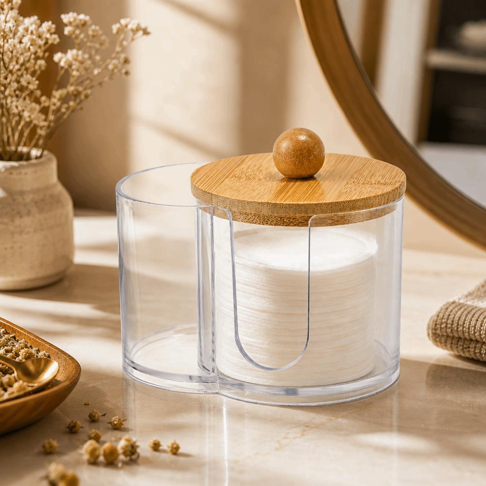 3-in-1 Wattestäbchenhalter Transparente staubdichte Wattepad-Box Badezimmer-Taschentuchspender Multifunktionaler klarer Tischorganizer