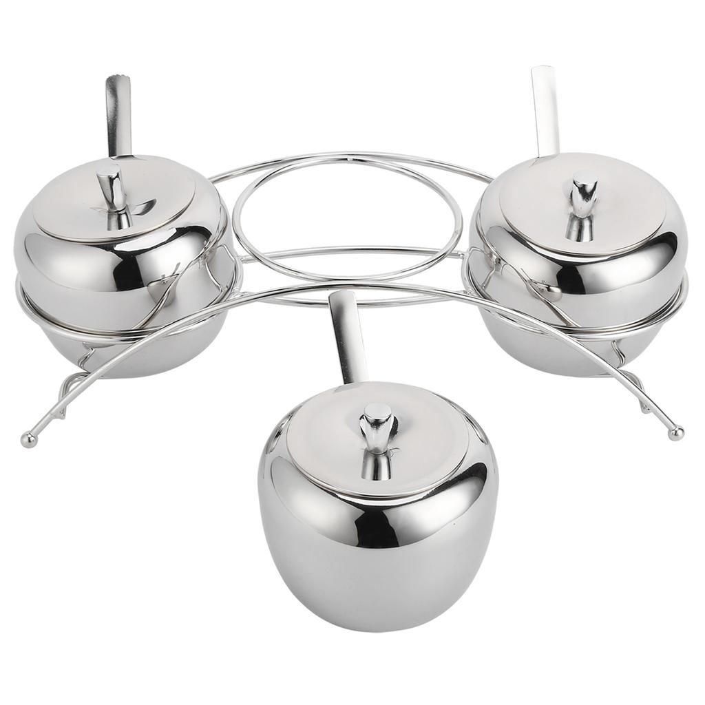 Stainless Steel Condiment Seasoning Containers Pots Set Salt Pepper Sugar Storage Organizers