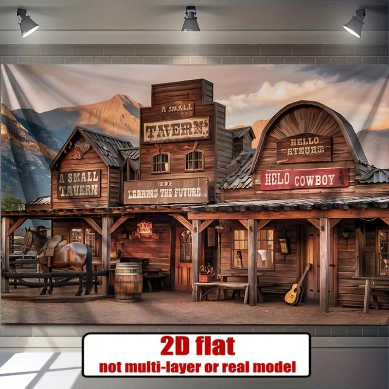 American Western Cowboy Style Decorative Tapestry Retro Game Room Atmosphere Decoration Background Retro Wild Style Props 74x94cm(29x37in)