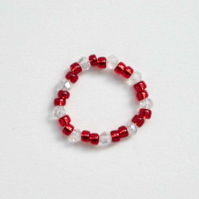 MERRYMOTIVE Red bead and crystal ring