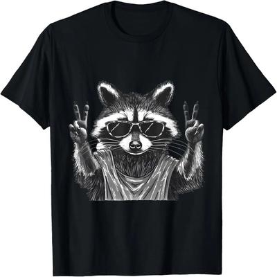 Funny Raccoon,Vintage Raccoon Peace Tee for Men Women Ladies T-Shirt