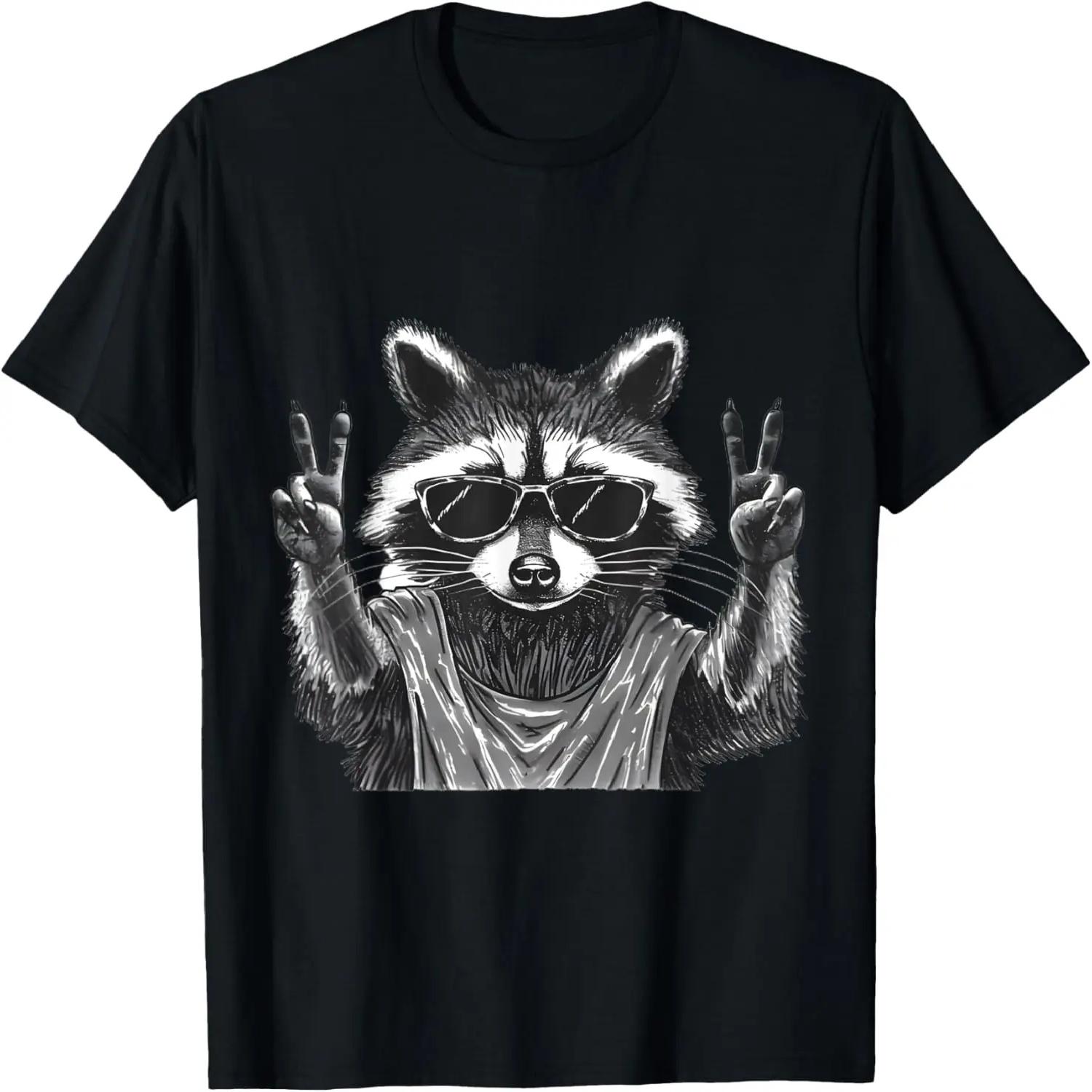Funny Raccoon,Vintage Raccoon Peace Tee for Men Women Ladies T-Shirt S