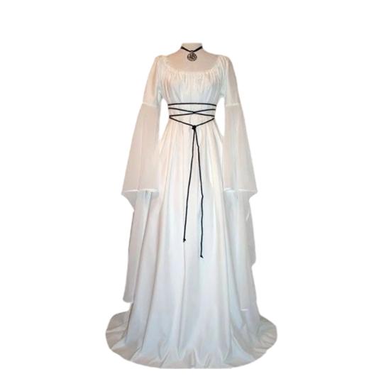 Abito da Strega Rinascimentale di Halloween per Donna Abito Gotico Vittoriano Manica Lunga a Campana Costume Medievale per Festa di Halloween Cosplay