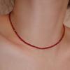 GEN Silver 925 Crystal Bead Red Necklace Gemstone Necklace