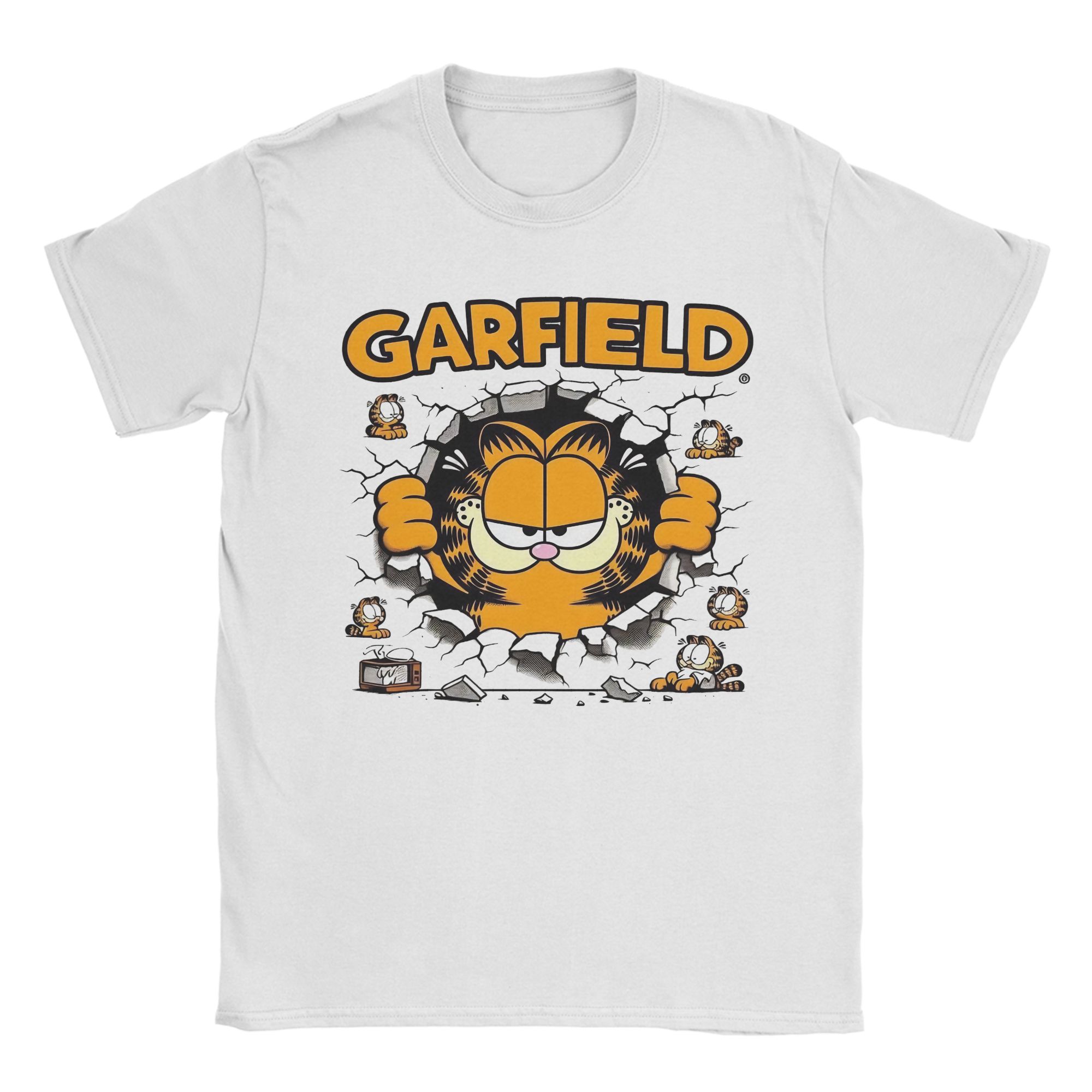 Print Garfields Multiple  T Shirt For Unisex Women Oneck Short Sleeve Top Tee  Cotton Summer Clothing S
