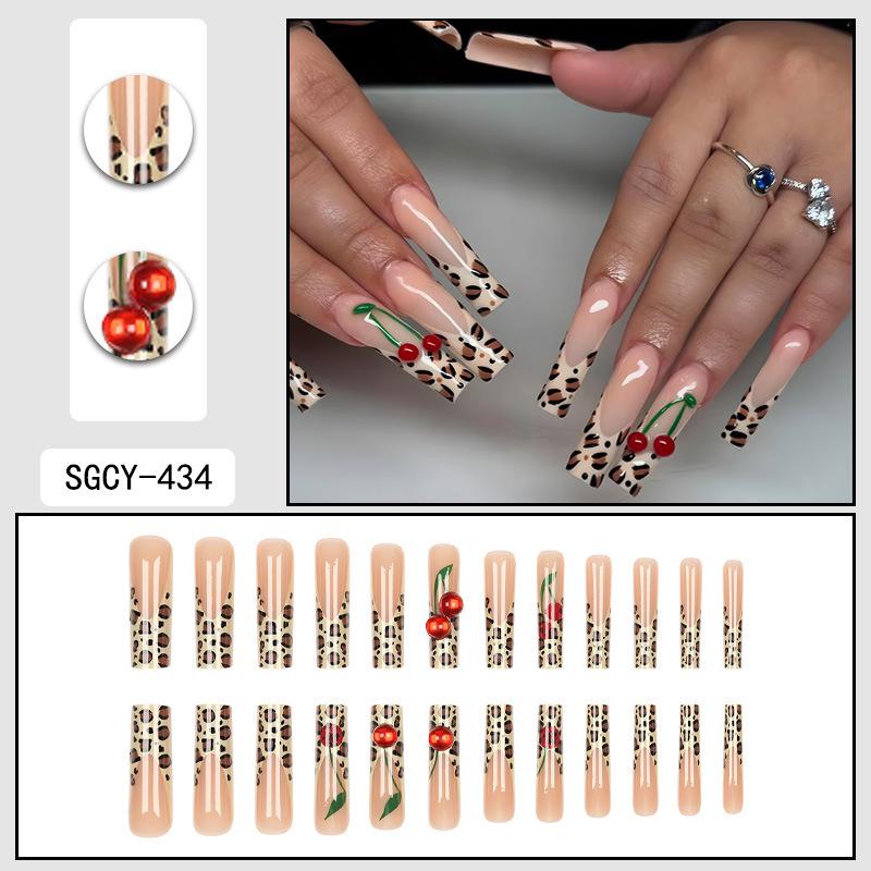 O8 Long Nail Art Tips - European & American High-End Wearable Summer Stickers