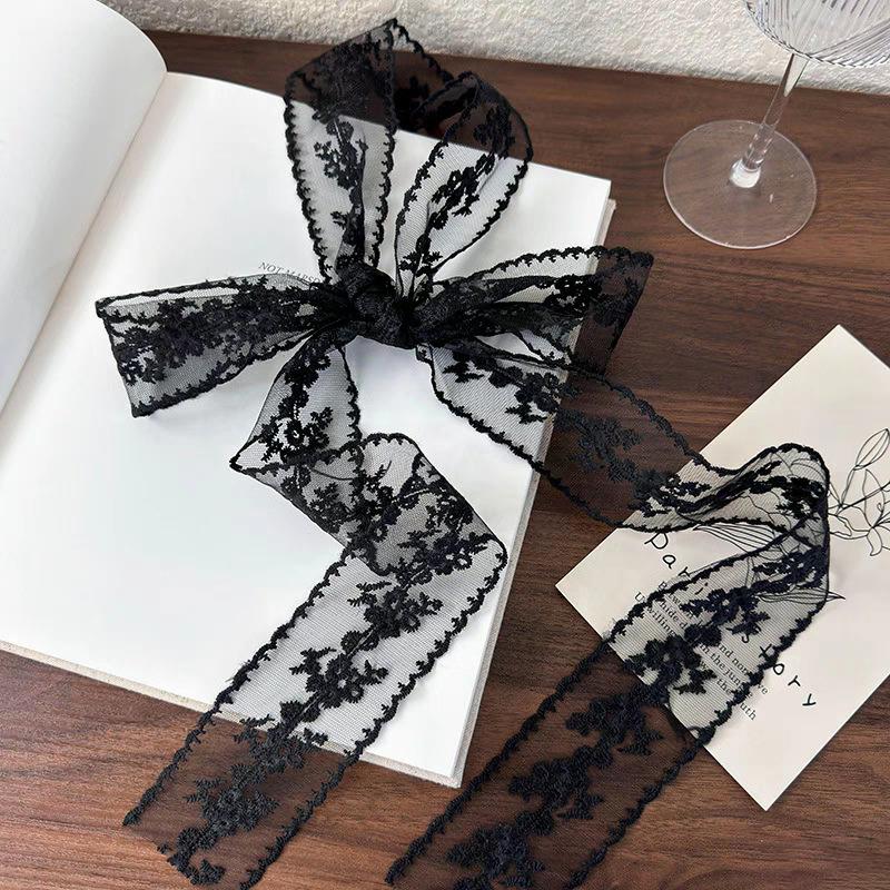 Bordado Cinta Larga Y Accesorios de Cinturón Bufanda de Encaje Francés Verano Hueco Floral Bufandas de Cinta Larga Lazo para el Pelo Snood Diadema