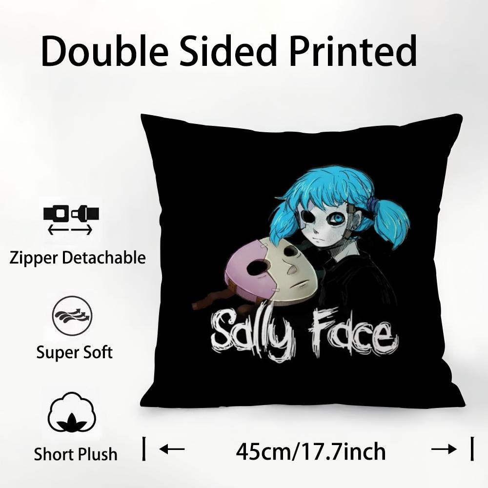 S-Sally Face Pillow Case Plush Fabric Soft Double Sided Print Sofa Cushion Cover Throw Pillow Covers