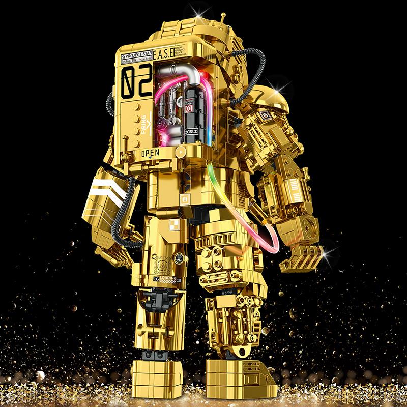 Technical City Space Astronaut Figures Model Building Blocks Exploring Gold Collection Edition Spaceman  Bricks Toys Kid Gift