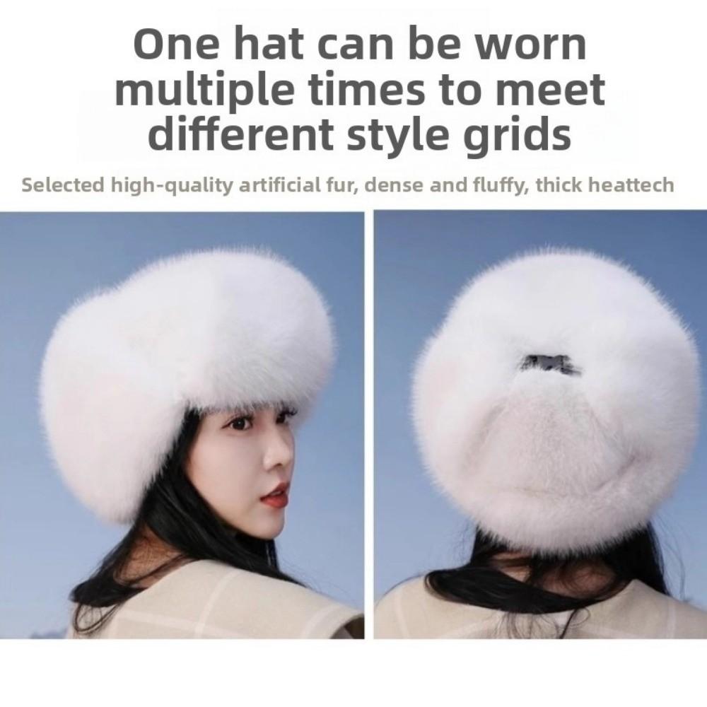 Faux Fur Earflap Cap Thickened Ear Protection Hats Fashion Bomber Hat  Cycling Skiing