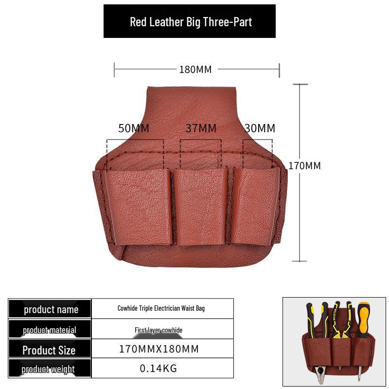 Men's Genuine Cowhide Tool Belt: Multifunctional, Sturdy, Waist-Worn Repair Kit with Five Pieces.